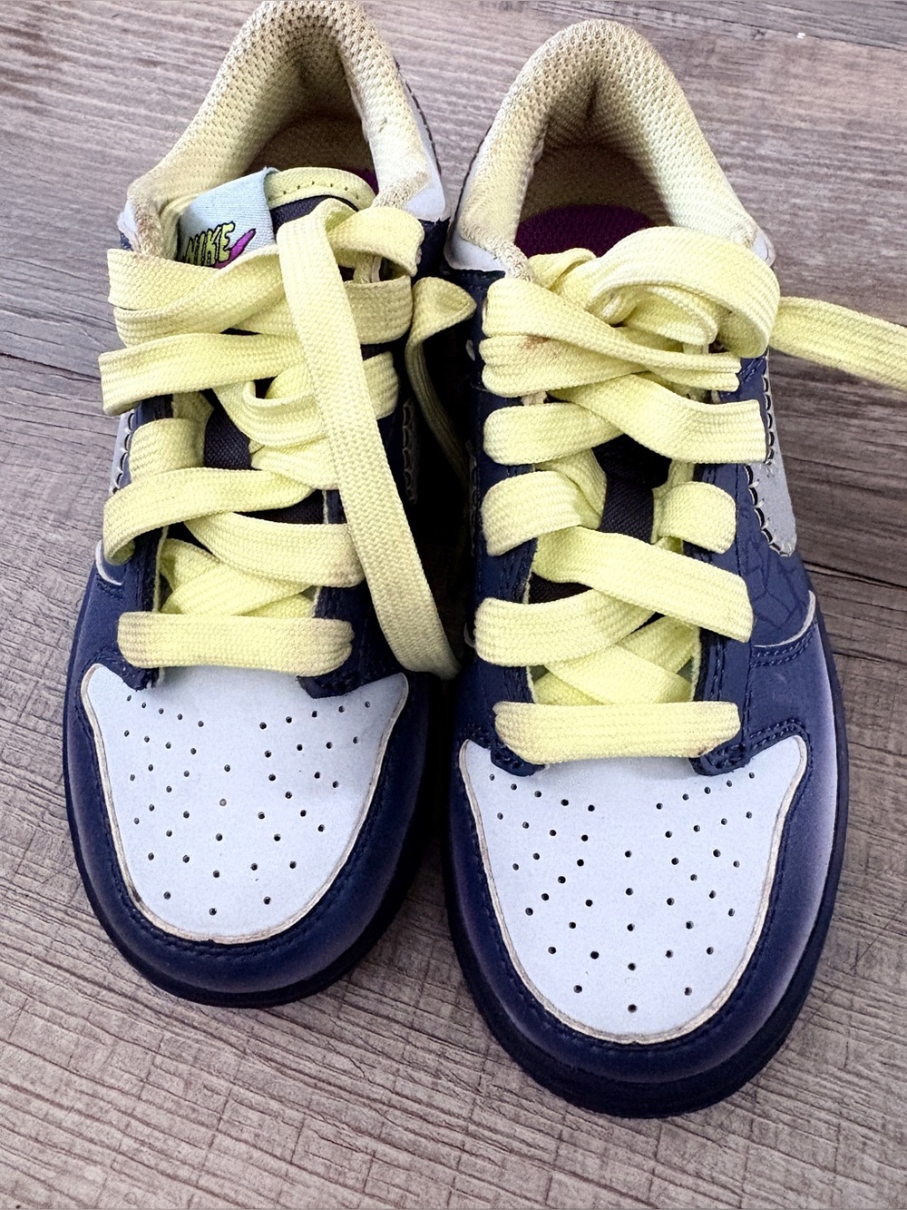 Youth Nike Dunk Low BP 'Halloween I Am Fearless' Blue/Yellow Sneakers Sz 11C